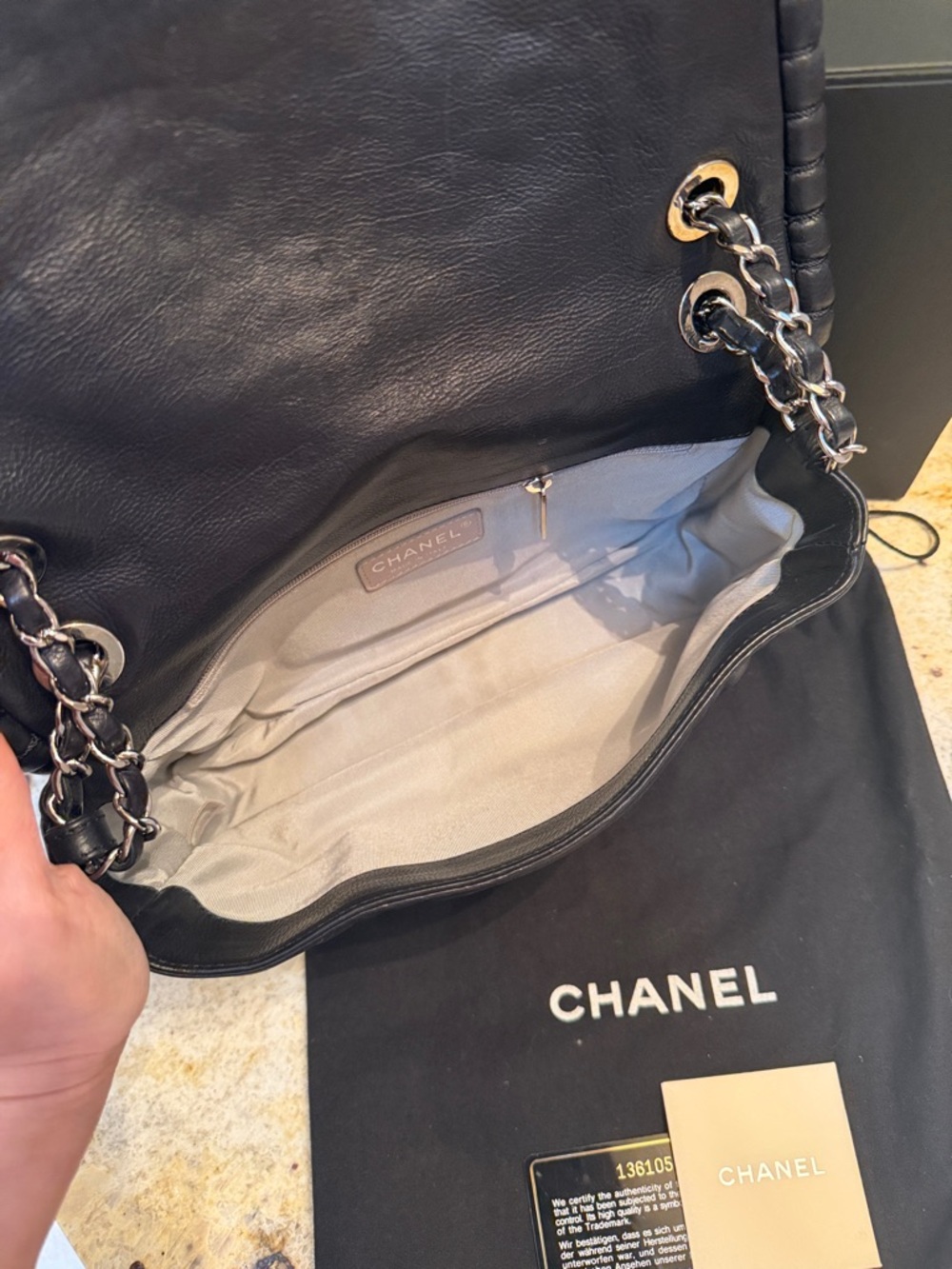 CHANEL Black Quilted Lambskin Flap Bag with Chain Strap CC logo - Picture 11 of 17